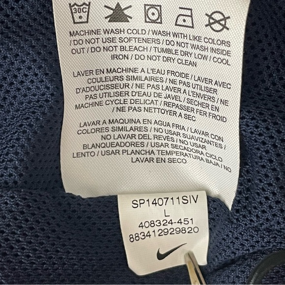 NIKE GOLF MEN’S FULL ZIP WIND JACKET WINDBREAKER LARGE BLUE ZIP DOWN - Picture 11 of 11